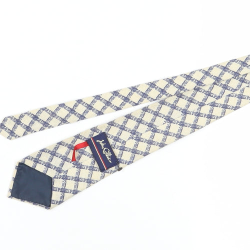 John Collier Men's Beige & Blue Checked Tie