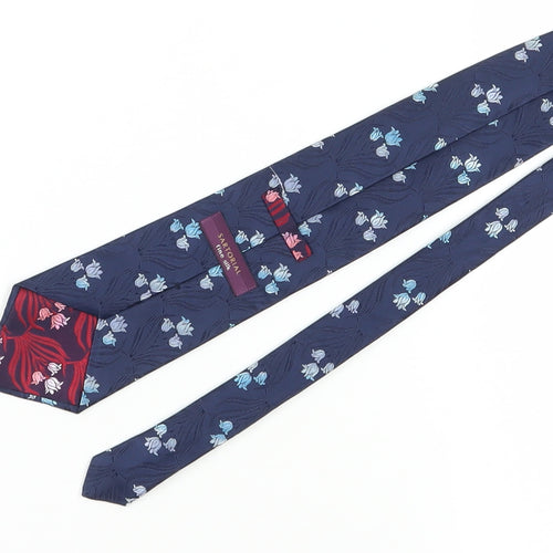 Marks and Spencer Men's Blue Floral Silk Tie