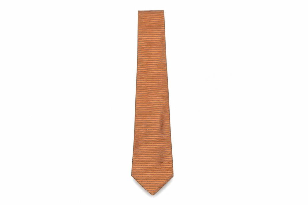 Front view of ICEBERG Men's Orange Striped Silk Tie