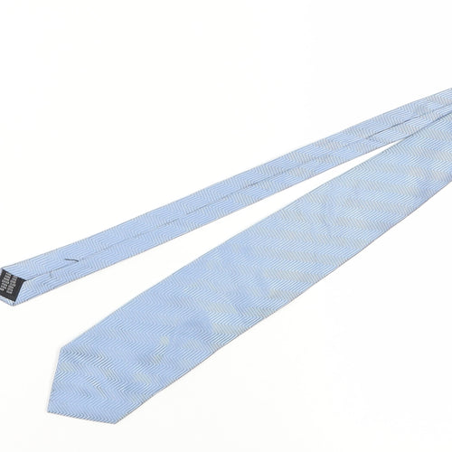 Van Gils Men's Blue Silk Herringbone Designer Tie