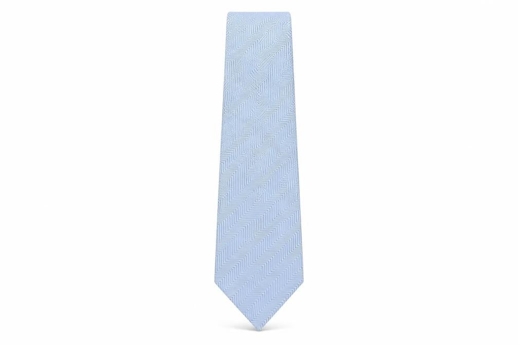 Front view of Van Gils Men's Blue Silk Herringbone Designer Tie