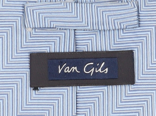 Van Gils Men's Blue Silk Herringbone Designer Tie