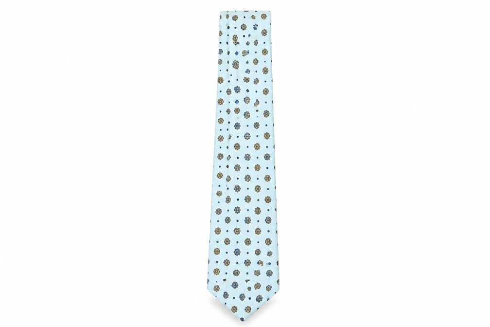 Front view of Austin Reed Men's Blue Floral Silk Tie