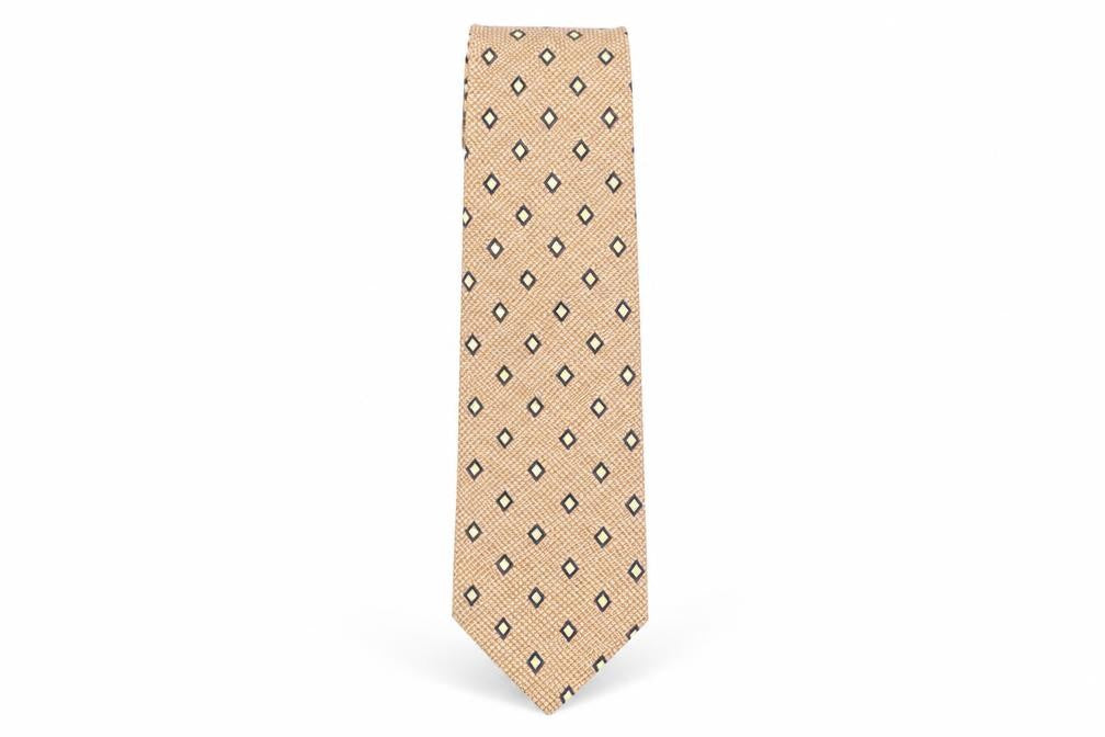 Front view of Fox & Chave Men's Bronze Silk Geometric Tie One Size