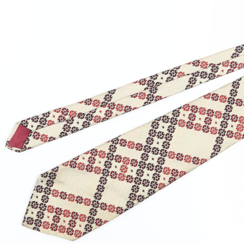 Lady Ames Men's Beige Geometric Polyester Tie