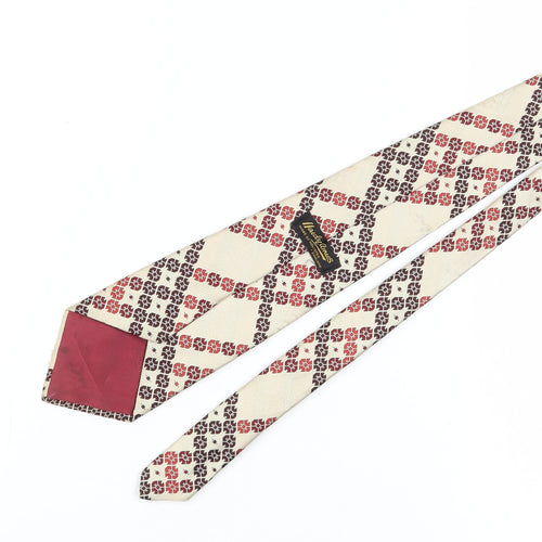 Lady Ames Men's Beige Geometric Polyester Tie