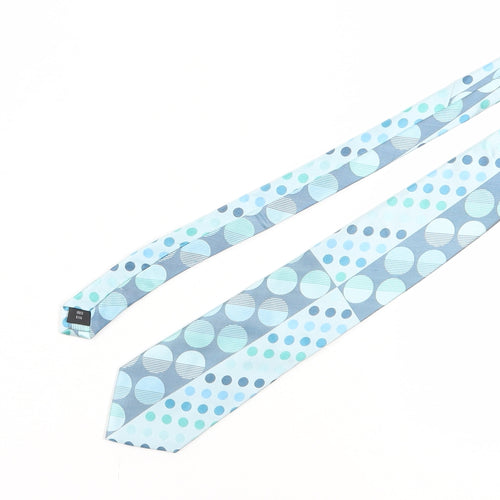 Jane T Exclusive Men's Blue Polka Dot Silk Tie, Handmade