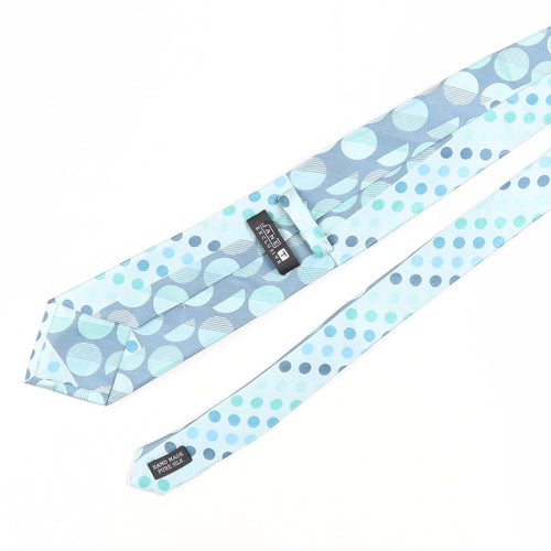 Jane T Exclusive Men's Blue Polka Dot Silk Tie, Handmade