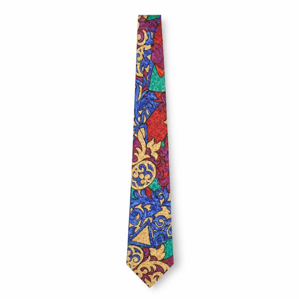 Front view of Pink Flamingo Men's Multicoloured Geometric Tie