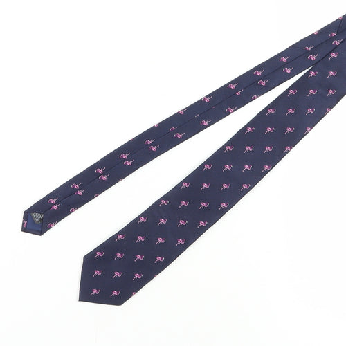 Marks and Spencer Men's Blue Silk Tie with Flamingos