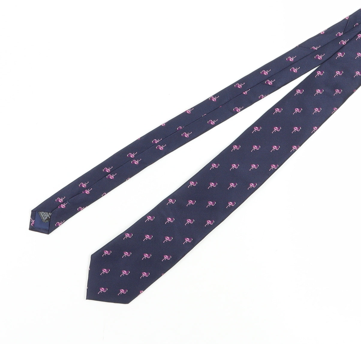 Marks and Spencer Men's Blue Silk Tie with Flamingos