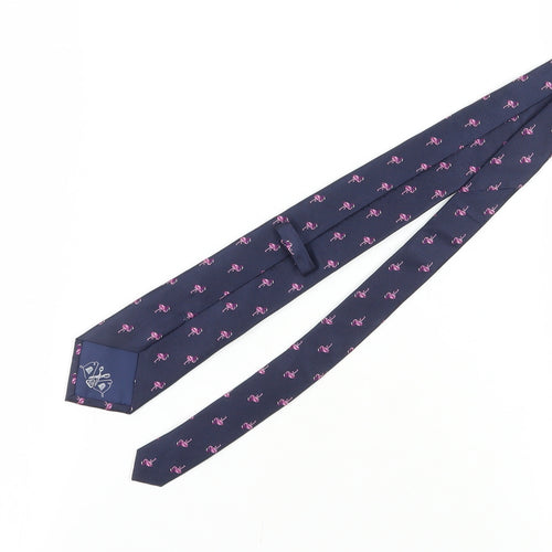 Marks and Spencer Men's Blue Silk Tie with Flamingos