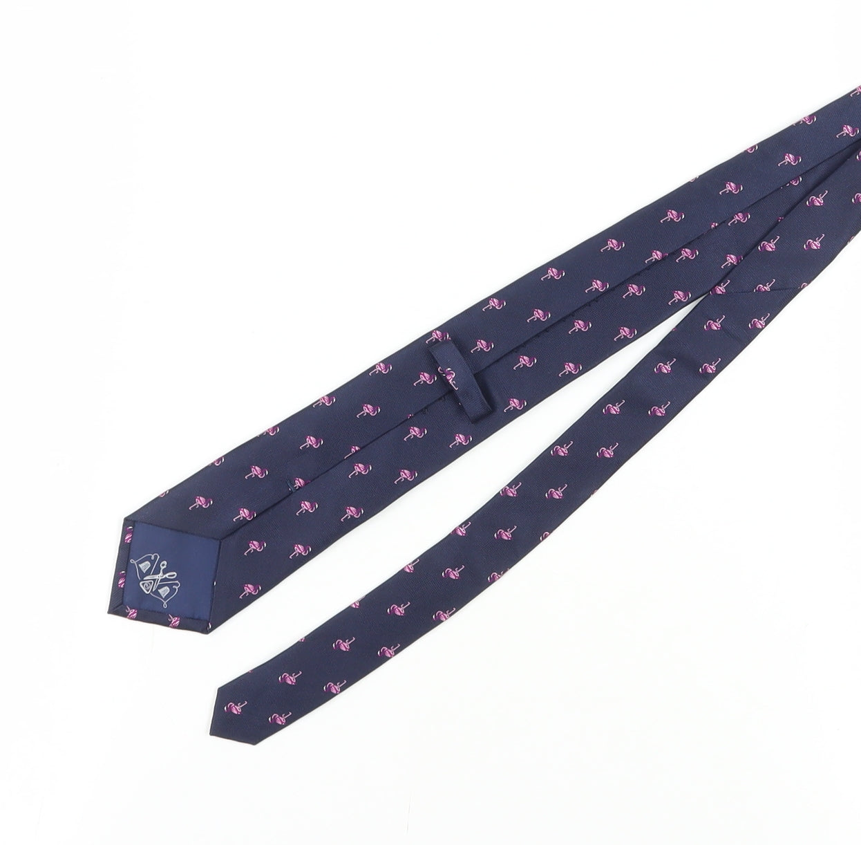 Marks and Spencer Men's Blue Silk Tie with Flamingos