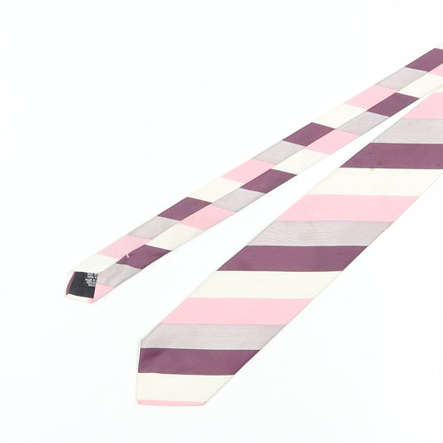 Hugo Boss Men's Purple Pink Striped Silk Slim Tie