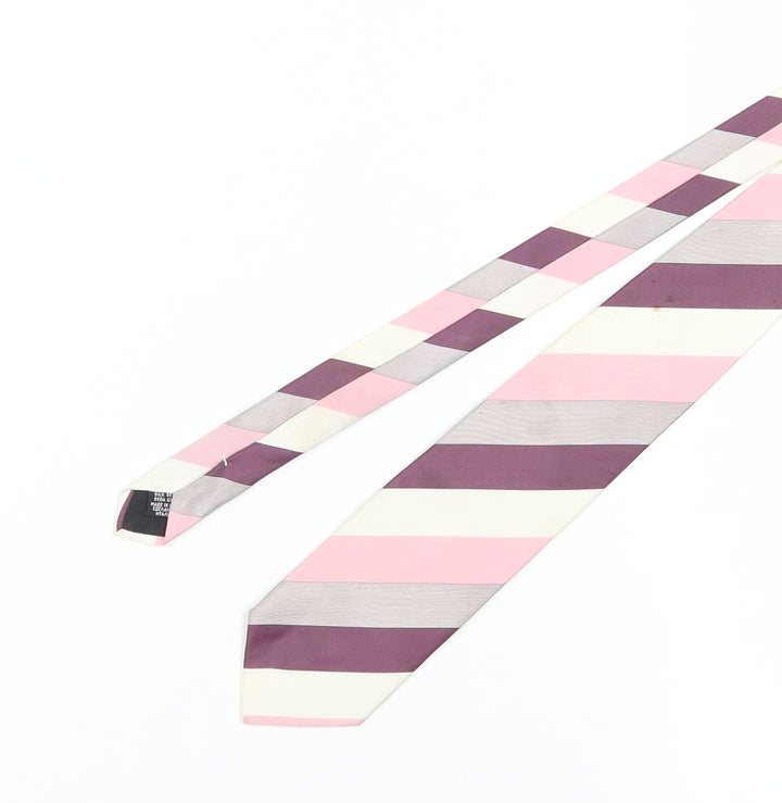 Hugo Boss Men's Purple Pink Striped Silk Slim Tie