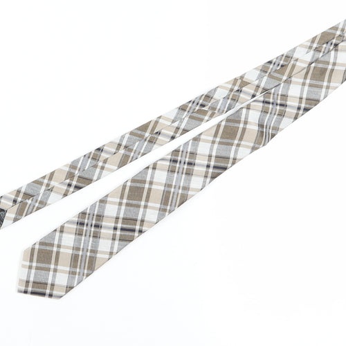 Marks and Spencer Men’s Beige Plaid Silk-Linen Tie