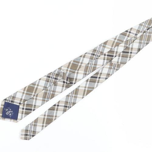 Marks and Spencer Men’s Beige Plaid Silk-Linen Tie