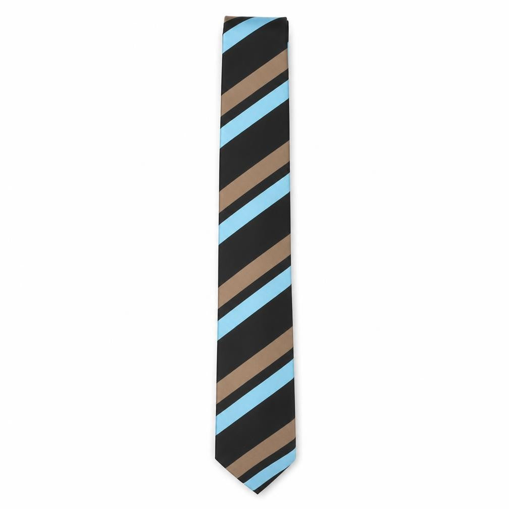 Front view of River Island Men's Aqua Striped Tie - Polyester