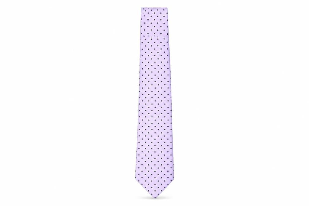 Front view of Carlo Colombo Men's Purple Polka Dot Silk Tie