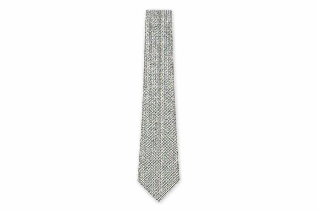 Front view of Bernard Weatherill Houndstooth Silk Tie, Men's Blue Beige