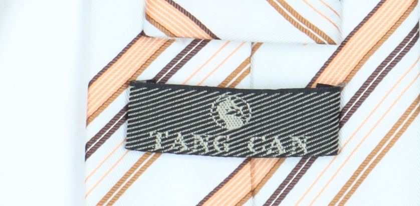 Yargici Beige Striped Men's Handmade Tie
