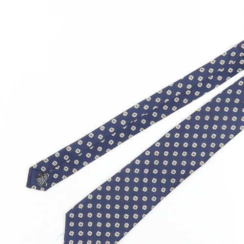 Marks and Spencer Men's Blue Geometric Slim Tie