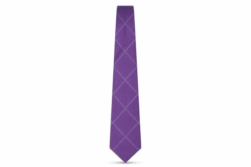 Front view of Tom English Men's Purple Geometric Silk Tie