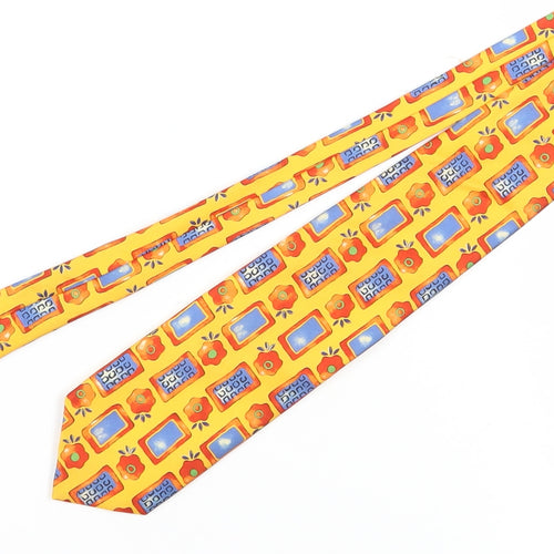 James Barry Men's Yellow Geometric Silk Slim Tie