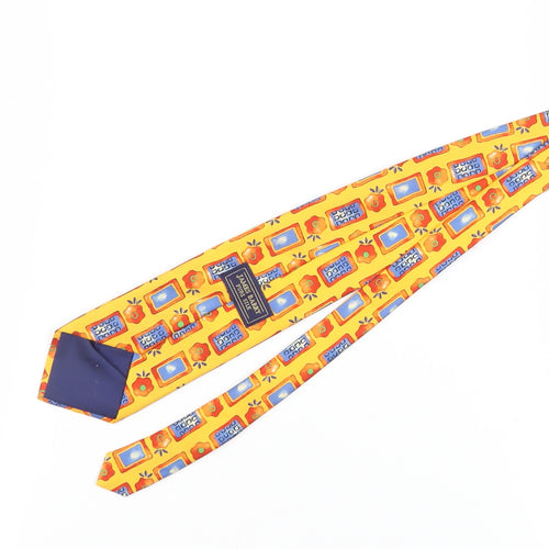 James Barry Men's Yellow Geometric Silk Slim Tie