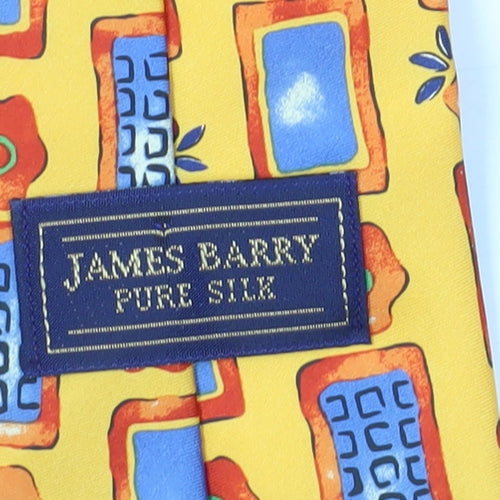 James Barry Men's Yellow Geometric Silk Slim Tie