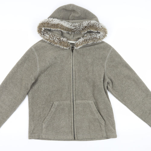 Marks and Spencer Green Fleece Hooded Jacket, Size 12