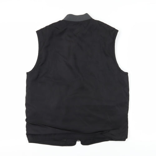 Pull&Bear Unisex Black Sleeveless Bomber Waistcoat, Size 8