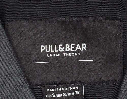 Pull&Bear Unisex Black Sleeveless Bomber Waistcoat, Size 8