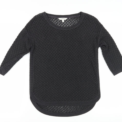 FatFace Women's Black Open-Knit Pullover Jumper Size 6