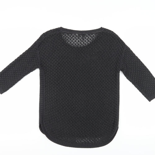 FatFace Women's Black Open-Knit Pullover Jumper Size 6