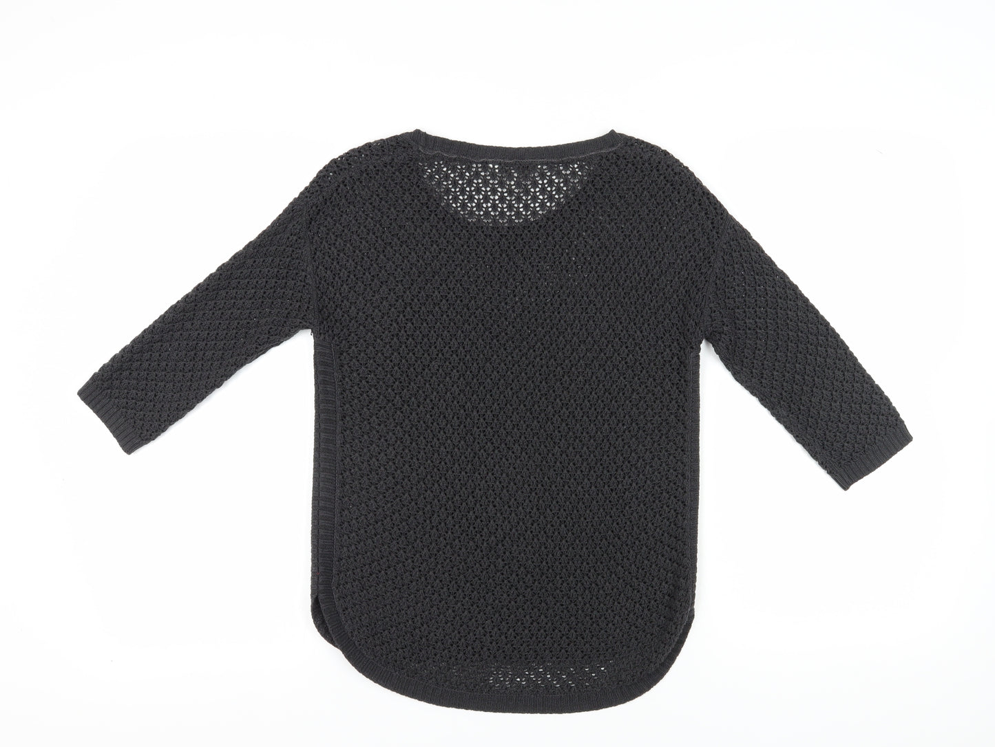 FatFace Women's Black Open-Knit Pullover Jumper Size 6