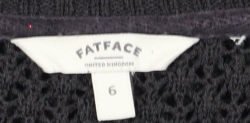 FatFace Women's Black Open-Knit Pullover Jumper Size 6
