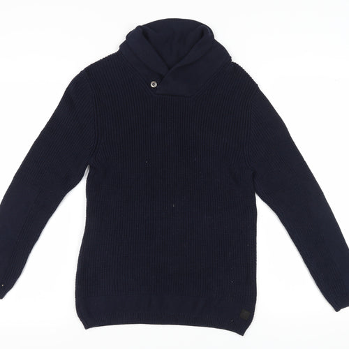 Zara Boys Blue Pullover Jumper, Size 11-12 Years, High Neck
