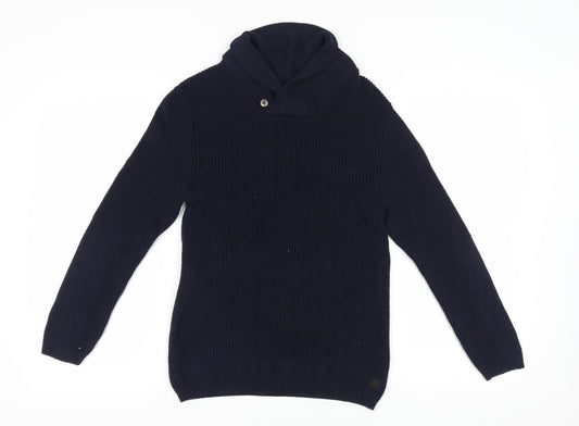 Zara Boys Blue Pullover Jumper, Size 11-12 Years, High Neck