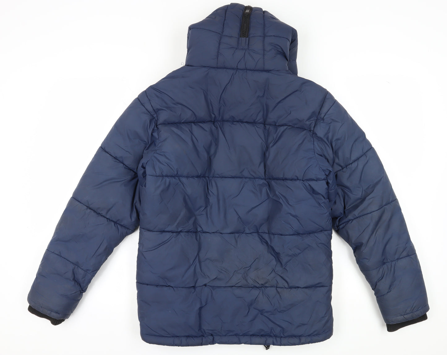 River Island Men's Blue Puffer Jacket 2XS Hooded Zip