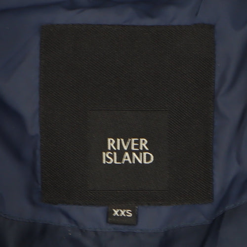 River Island Men's Blue Puffer Jacket 2XS Hooded Zip