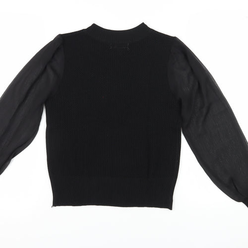 QED London Women's Black Balloon Sleeve Jersey