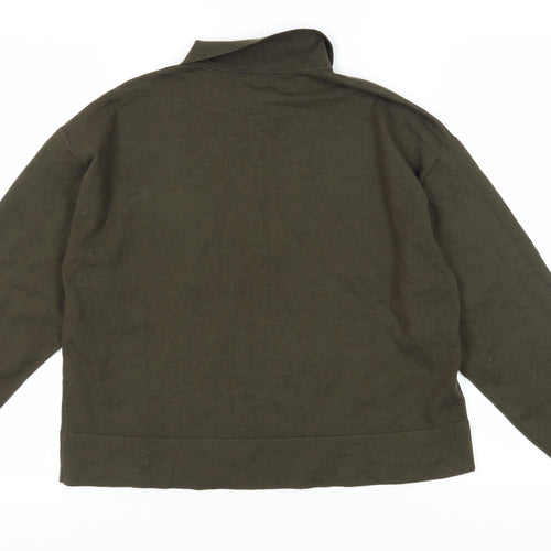 MNG Women's Green Full Zip Collared Jumper Size 12