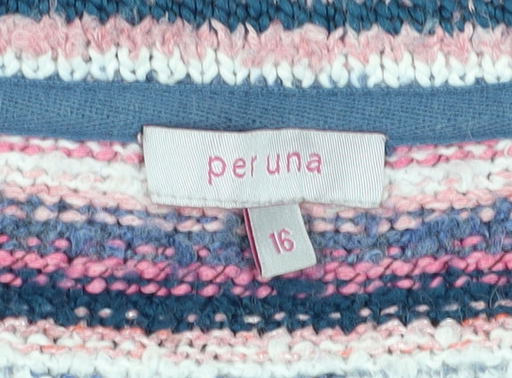 Per Una Women's Multicoloured Striped Cardigan Size 16