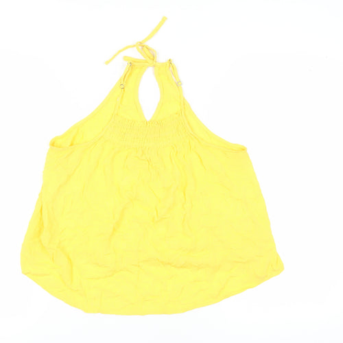 Hollister Women's Yellow Cotton Halter Tank Top M