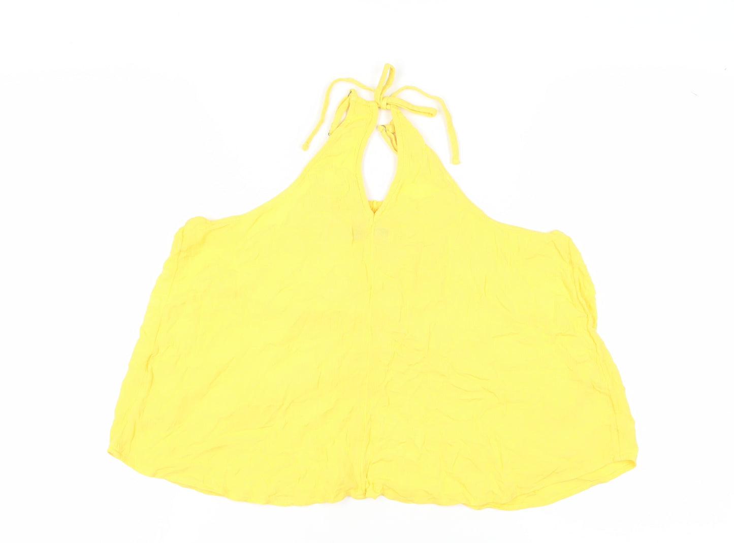 Hollister Women's Yellow Cotton Halter Tank Top M