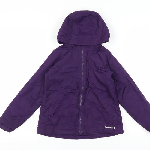 Peter Storm Girls Purple Rain Coat, Size 7-8, Hooded & Lightweight