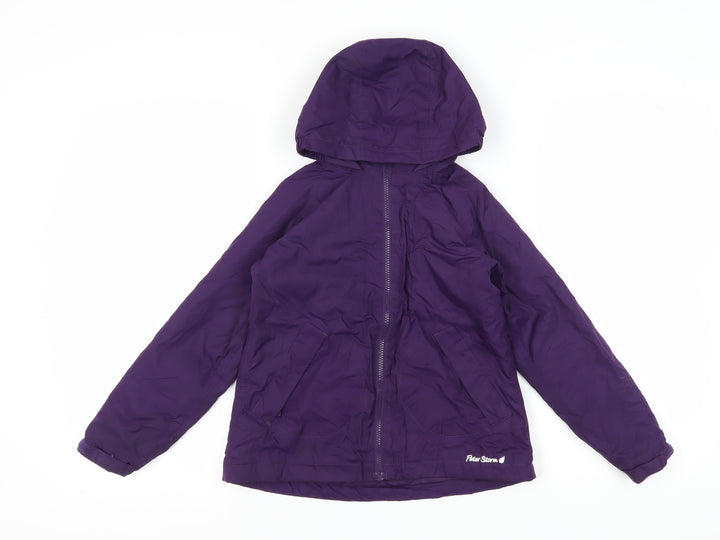 Peter Storm Girls Purple Rain Coat, Size 7-8, Hooded & Lightweight