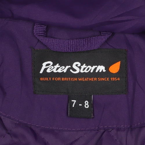 Peter Storm Girls Purple Rain Coat, Size 7-8, Hooded & Lightweight