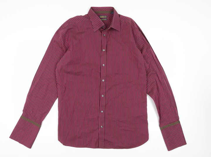 Ted Baker Men's Pink Striped Dress Shirt Long Sleeve 17